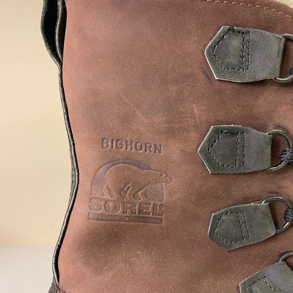 Sorel Caribou Waterproof Lined Winter Boots Men's Size 9 Brown Leather Rubber - Picture 3 of 13